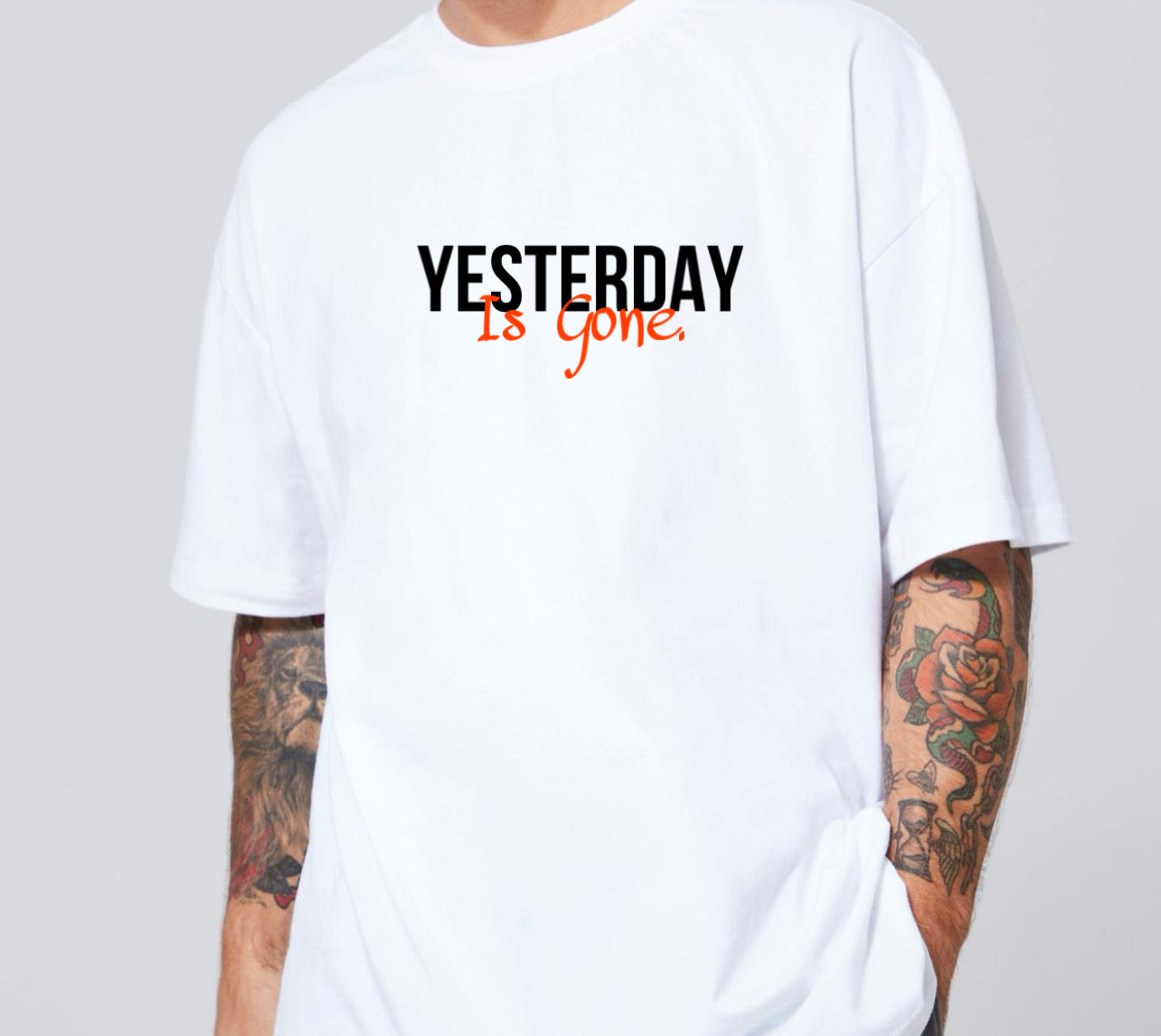 Yesterday is gone black oversized crew neck