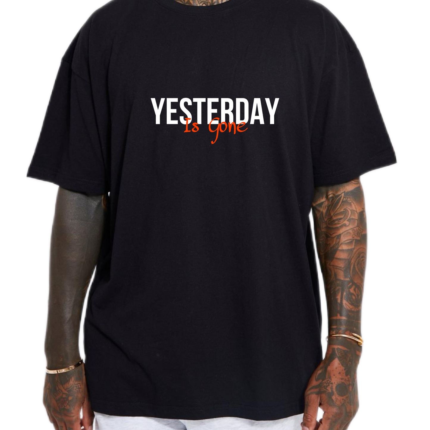 Yesterday is gone black oversized crew neck